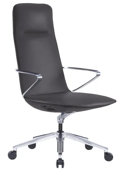 AURA LUX - AL, křeslo kancelářské, kříž ALU, černá kůže